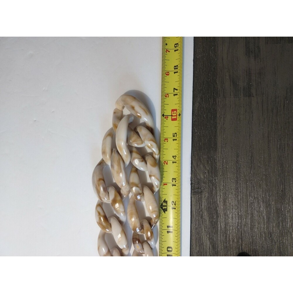 Baublebar Beige Brown Marbled Gold Tone Chain Link Chunky Statement Necklace - Picture 6 of 6